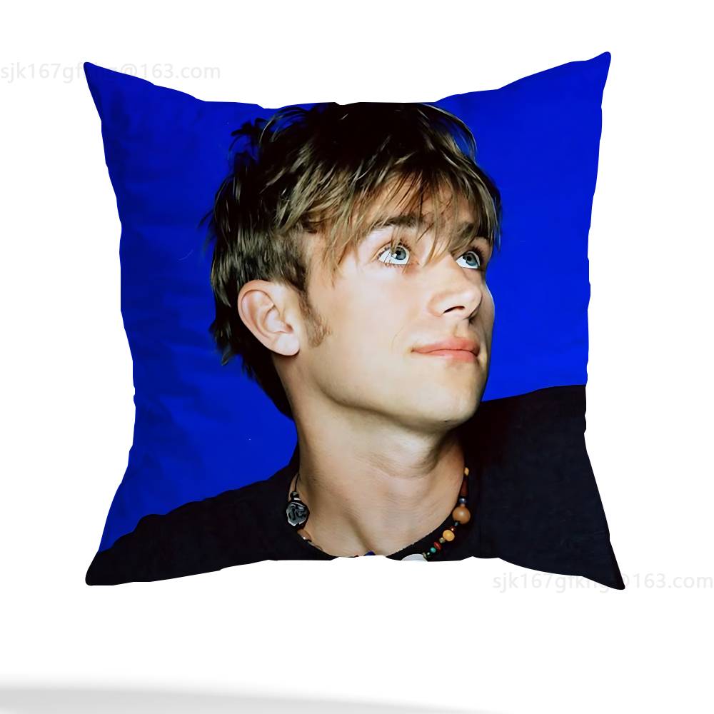 I Love D-Damon Albarn Pillow Case Square Double-Sided Printing Short Plush Sofa Cushion Cover Bedroom Bedside Pillow