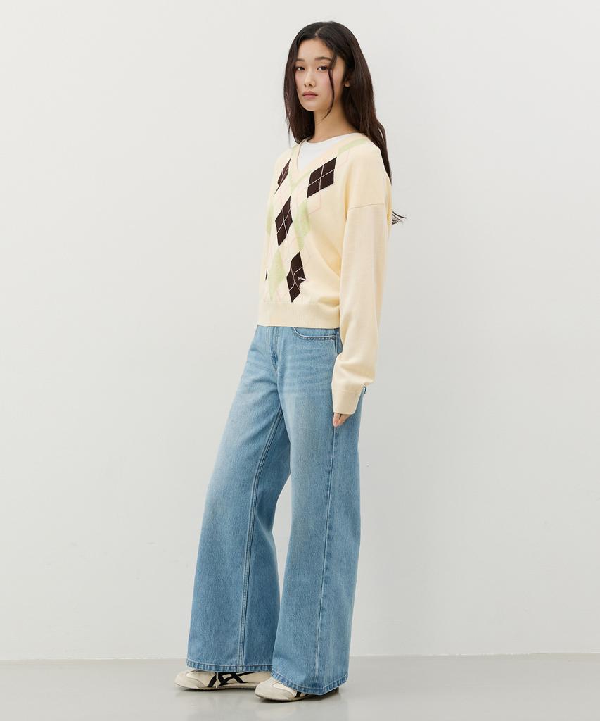 CITYBREEZE Argyle V-Neck Knit_Beige