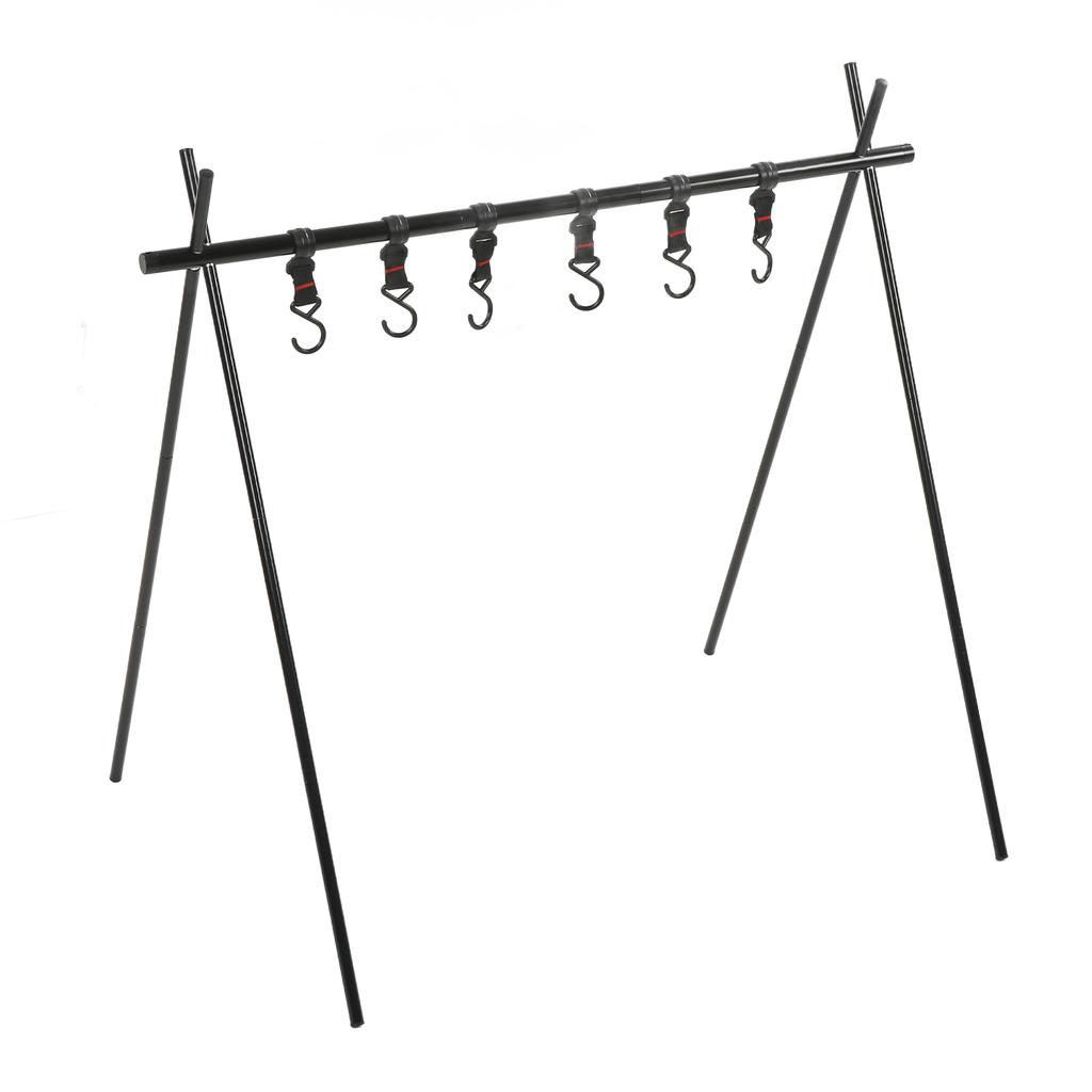 Camping Hanging Rack 6kg Load Bearing Aluminum Alloy Hanging Rack Portable Cookware Hanging Rack Camping with 6 Hook