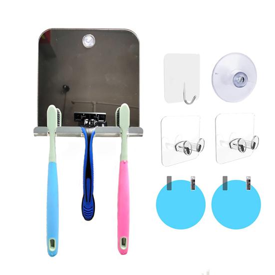 1 Set Shower Mirror with Suction Cup Wall Mounted Acrylic Anti-Fog Shaving Makeup Mirror for Bathroom