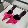 Fashion Eilyken Spring Butterfly-knot Women Slippers Sandals Pointed Toe High Heel Pumps Ladies Stripper Mules Shoe Zapatillas Mujer