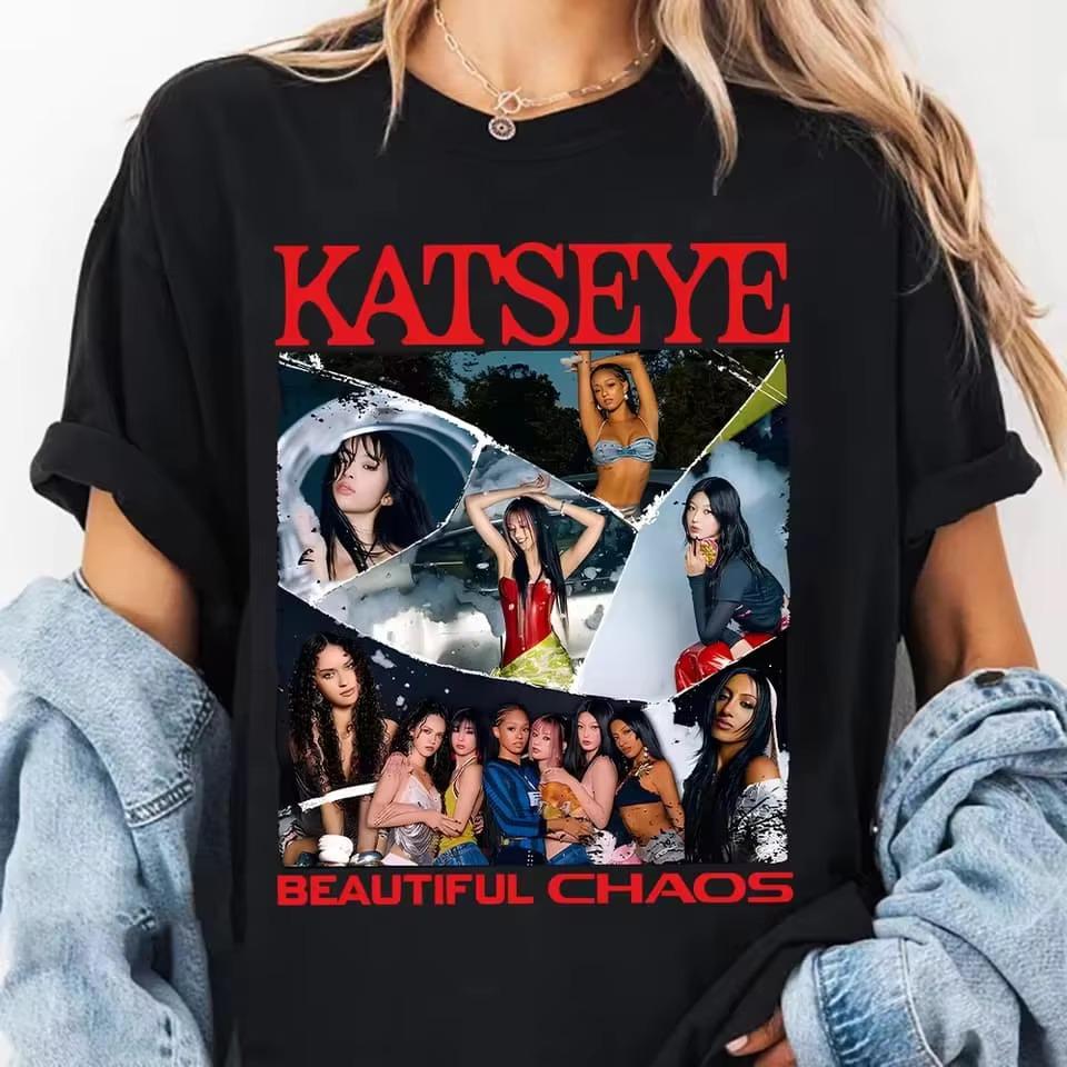 KATSEYE Kpop Girl Group Vintage S Bootleg Tshirt Members Graphic Print Unisex Casual Streetwear Fans Gift Short Sleeve Tee