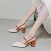 2026 Summer New Shoes for Women Pumps Elegant Chunky High Heels Pointed Toe Solid Ladies Shoes Female Sandals Zapatillas Mujer