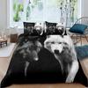 Galaxy Wolf Duvet Cover Set Full Size, Bedding Set for Boys Girls, Wolf Head Printed Duvet Cove Set 1 Quilt Cover 2 Pillowcases