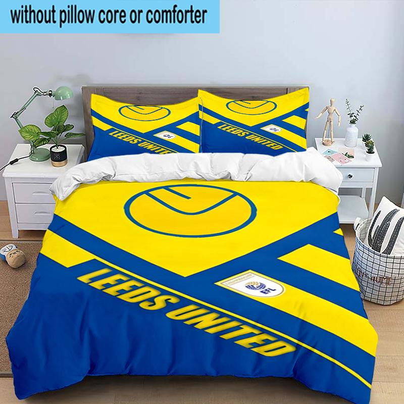 Leeds United Crest Design 3PCS Bedding Set 2D Printing (Includes 1 Duvet Cover + 2 Pillowcases Coreless), Bedroom decor,Fan Gift
