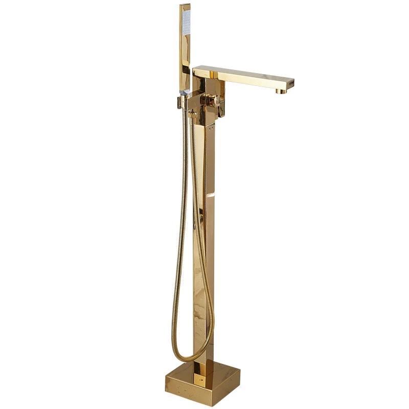 Gold Bathtub Shower Faucet Floor Standing Shower Bathtub Faucet Rose Gold Stand Bathtub Mixer Hand Shower Head Bath Mixer Shower