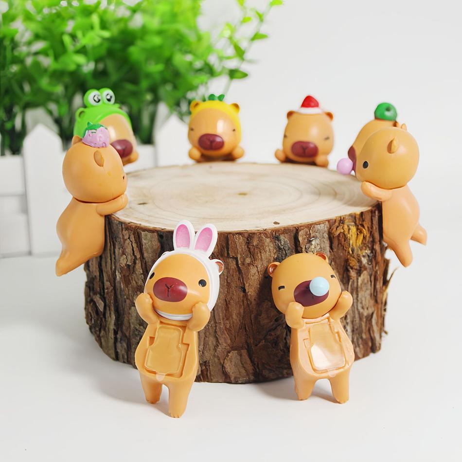 In Stock 12pcs Capybara Blind Box Keychain Cute Snot Bear Figure Mystery Box Doll Pendant Wholesale Accessories Decorations