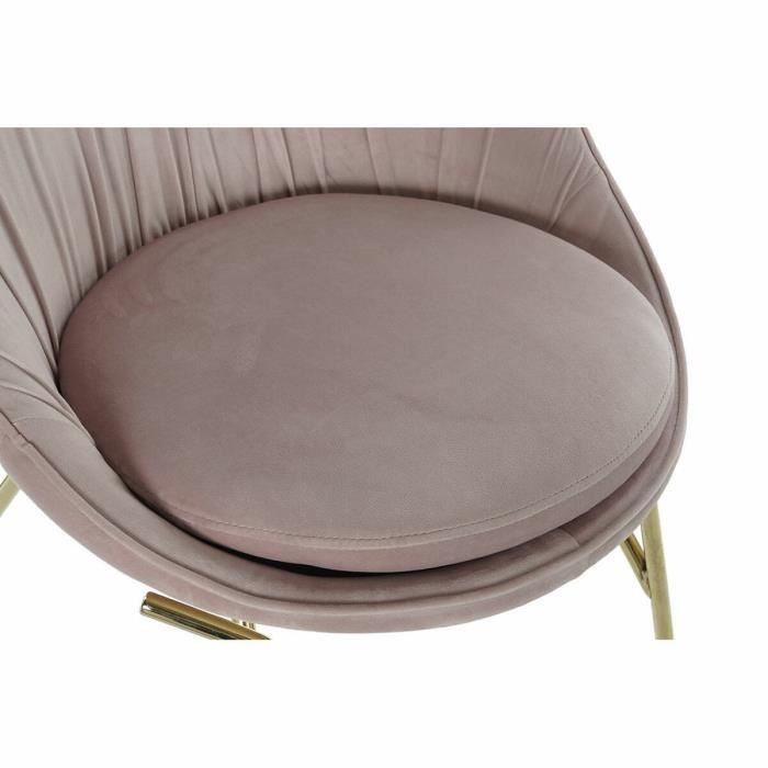 Chaise de salle à manger - Modèle - Métal - Blanc - Design glam - Velours rose