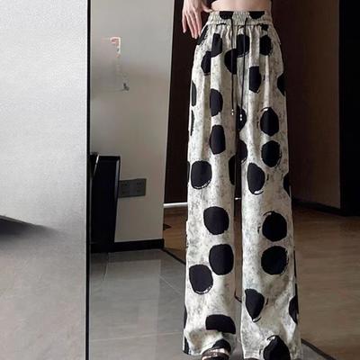 Gepunktete Hose mit weitem Bein Damen Sommer Dünne Eisseide Schnelltrocknend Mückenabweisend Sonnenschutzhose