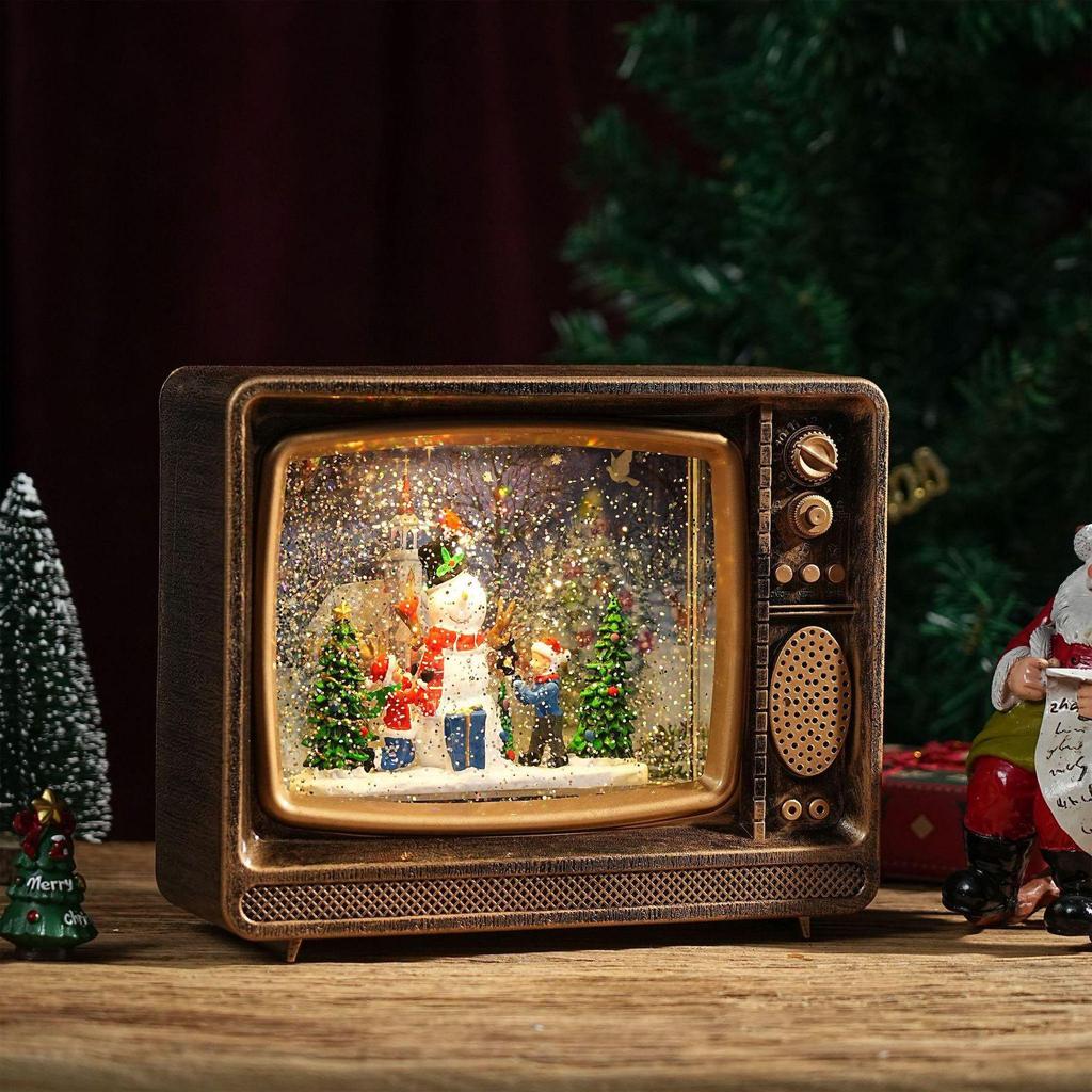 Snowflake Crystal Lamp TV Music Box - Christmas Gift & Decoration