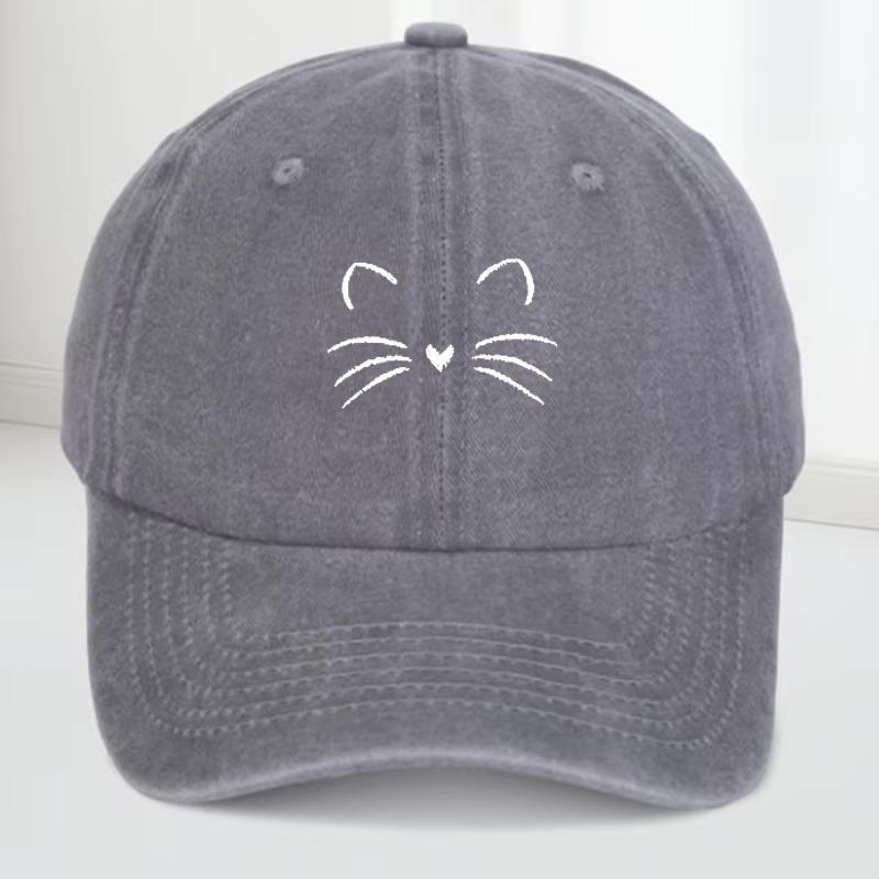 Cat Baseball Cap for Unisex & Women Lightweight Sun Protection Hat with Curved Brim Casual Outdoor Hat in Black