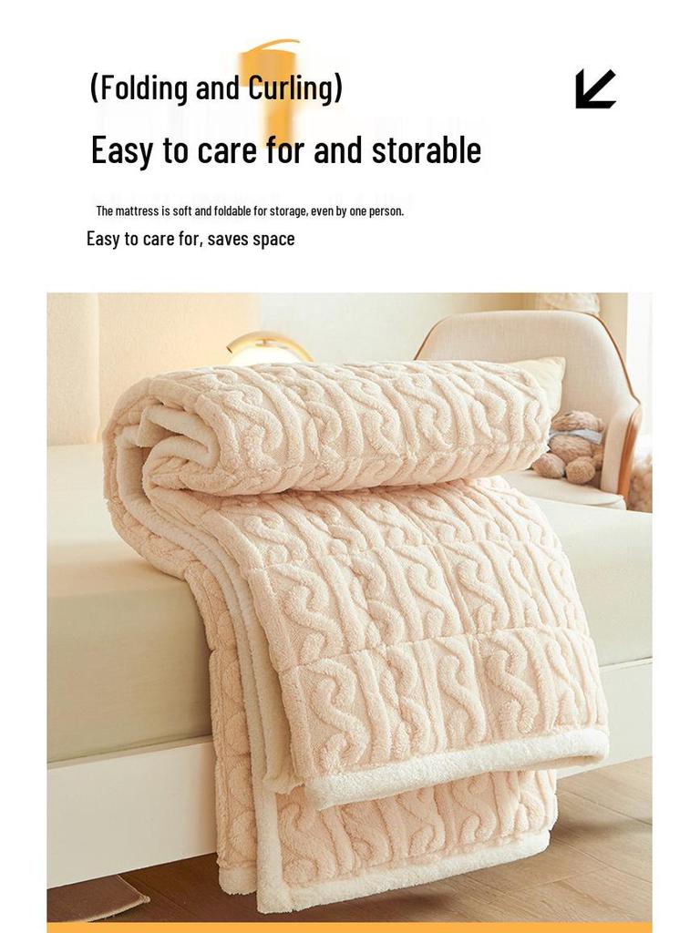 Winter Verdickte Taft Samt Matratzenauflage - Weiche Milch Samt Bettwäsche für Wohnheim, Einzel- oder Doppelbett