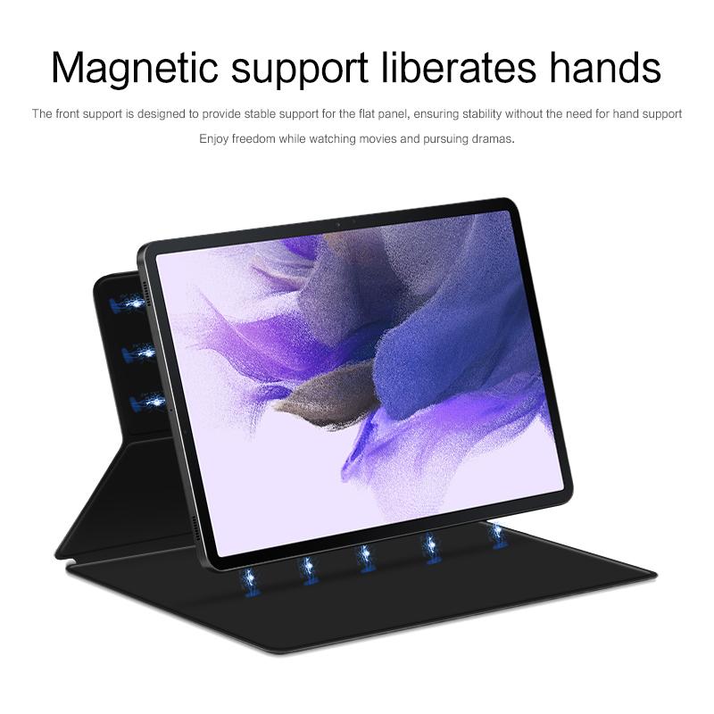 

For Samsung Galaxy Tab S10+/S9+ Full Body Smart Cover PU Leather Stand Magnetic Tablet Case Black