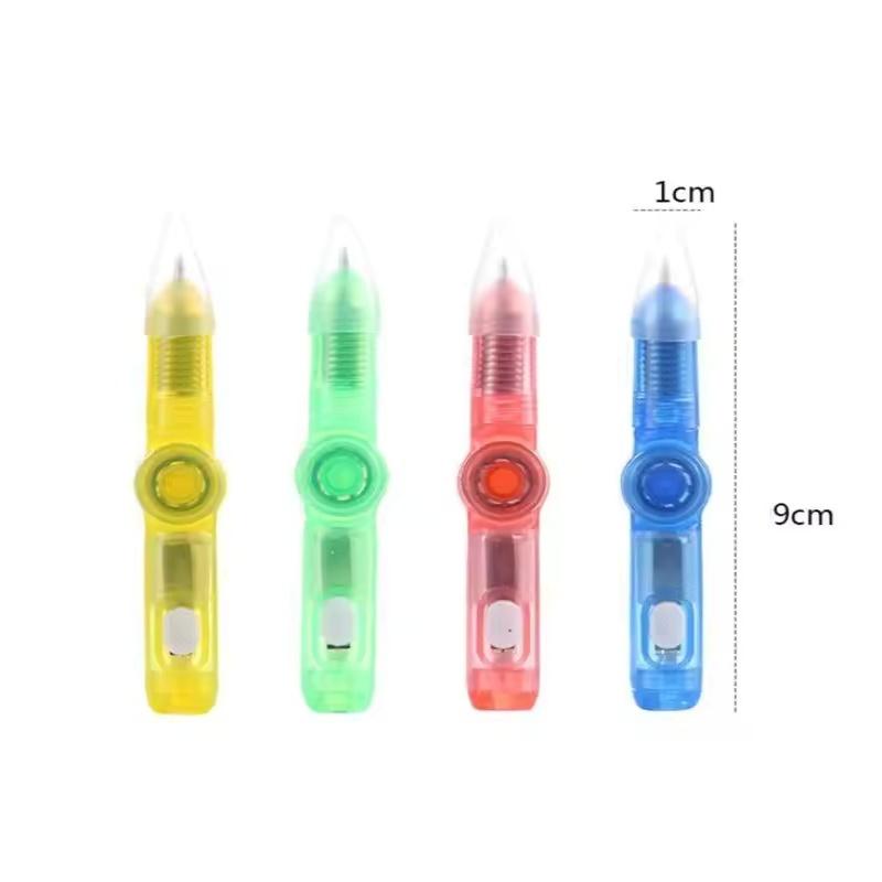 Set di 4 Penne Giroscopio da Dita Decompressione Rotante Penna a Sfera con Luce LED Giocattolo Regalo per Bambini con Luce Integrata
