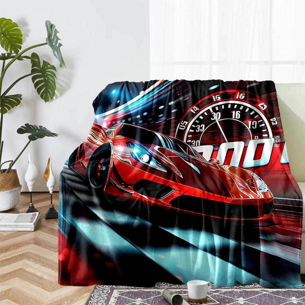 Racing Theme Printed Blanket - Perfect for Couch, Bed, Travel & Outdoor Use | Machine Washable, Cozy & Durable.