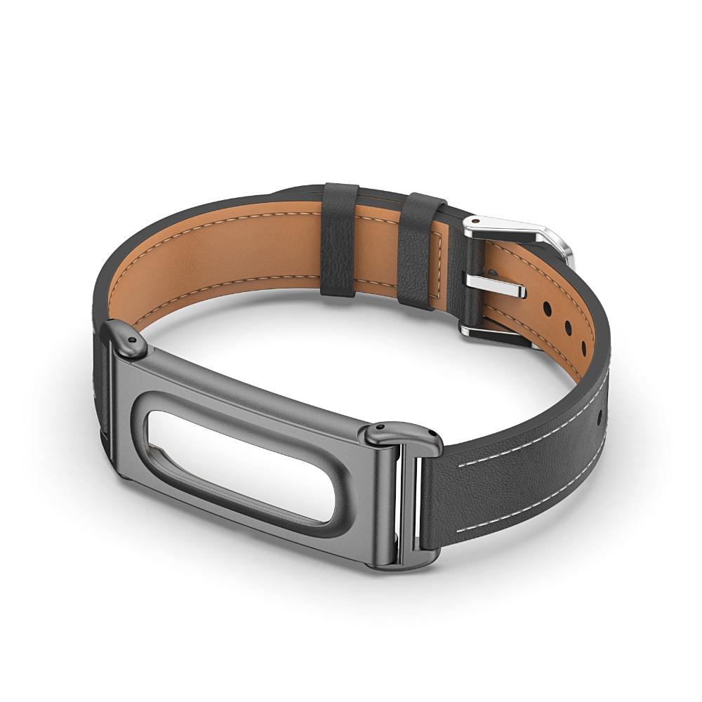 Leather Fitness Tracker Strap Metal Case Replacement Wristband for Google Fitbit Air for Men Women