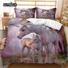 Cute Unicorn Duvet Cover Microfiber Forest White Unicorn Horse Comforter Cover Flying Horse Bedding Set King Full For Girls Teen