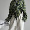 Retro Plaid Loose Lapel Long Sleeve Shirt for Women - Spring & Autumn