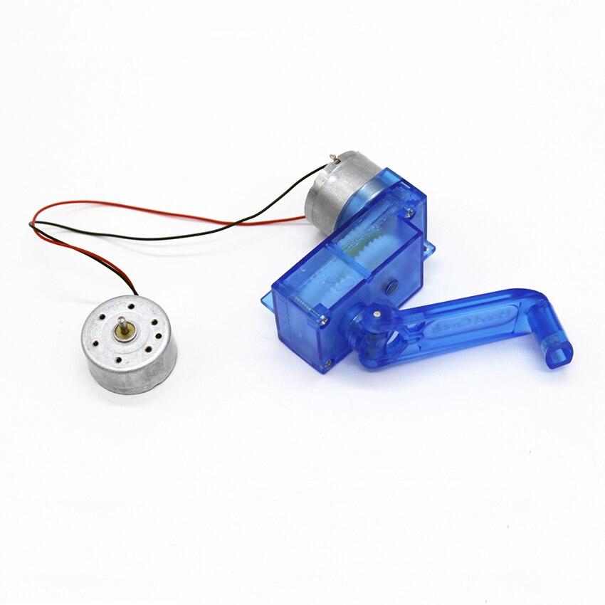 Blue Transparent 310 Hand Crank Generator for 3V Small Motor Lighting Led Lamp Beads Mini Dynamotor Fan Model Toy Accessories