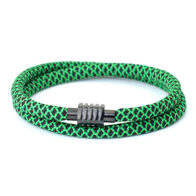 

New In Men Rope Bracelet Magentic Clasp Stainless Steel Braclet Double Layer Cord Braslet Bangle Beach Surfer Brazalete Pulseira зелёный