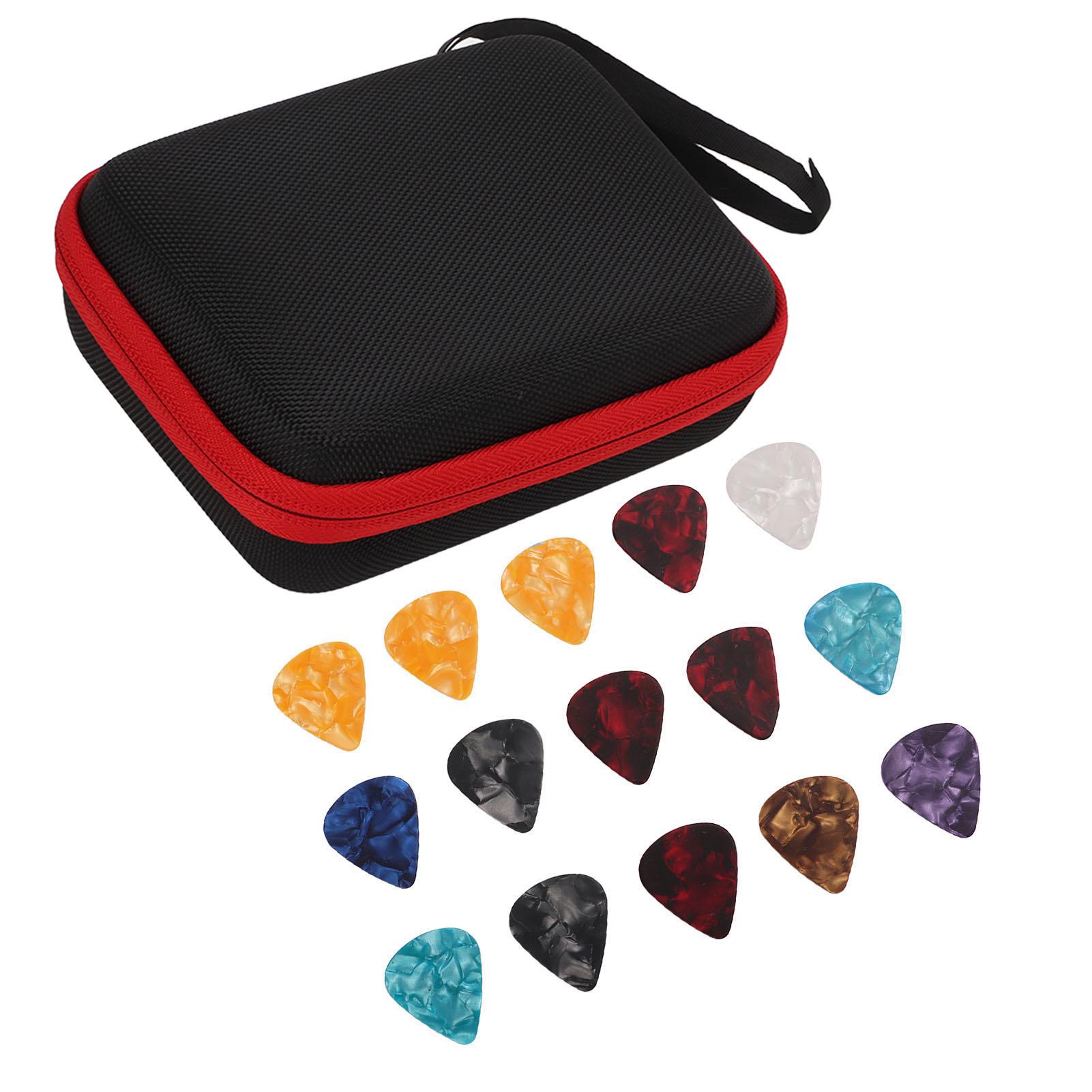 

Набор сумок для медиаторов для гитары Большое пространство Водонепроницаемый Хорошая защита EVA Ткань Хранение Держатель Чехол с 15 красный/чёрный