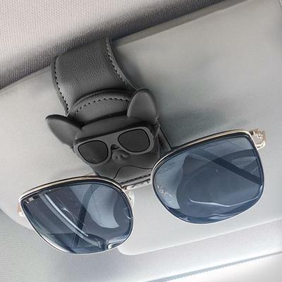 Car Sunglasses Clip PU Leather Glasses Support Sunglass Holder Clip Eyeglasses Mount Ticket Card Clip Car Interior Storage For
