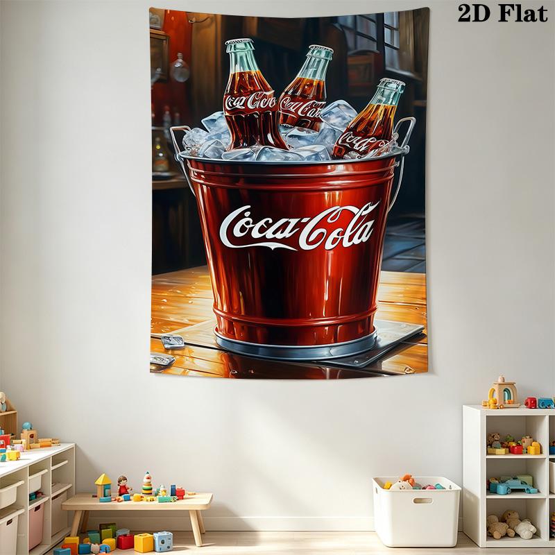 Cocacola Bottles Ice Bucket Tapestry Wallmounted Fashion Print Atmospheric Background Cloth Wall Decoration Wall Covering Decoration