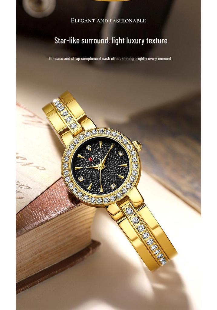OFNS Douyin Women's Fashion Quartz Watch with Diamond Inlaid Mother-of-Pearl Dial and European-American Bracelet