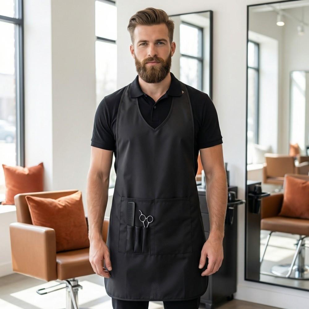 Professional Black Stylist Apron Waterproof Barber Shop Work Clothes Hairdressing Gown  Hairstylist