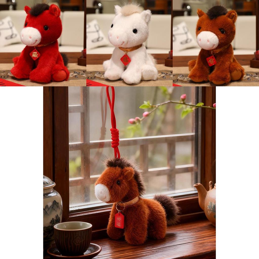 Year Of The Horse Lucky Plush Toy With Hanging Decoration For Kids Gift Collection
