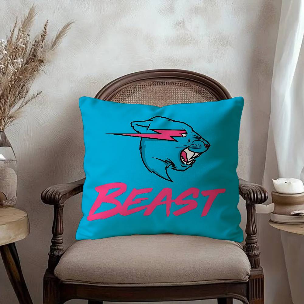 Logo M-Mr cool Beast Cushion Cover Car Throw Pillow Case For Sofa Car Christmas Gift 40x40cm 45x45cm
