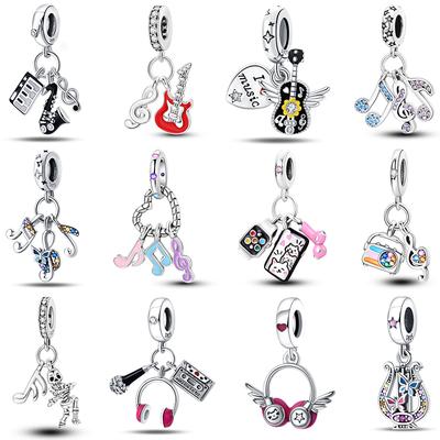 Piano Harp Violin Mike Headset Notescopper Music Series Charms Beads Fit Pan Original Bracelets Diy Fine Jewelry Gifts