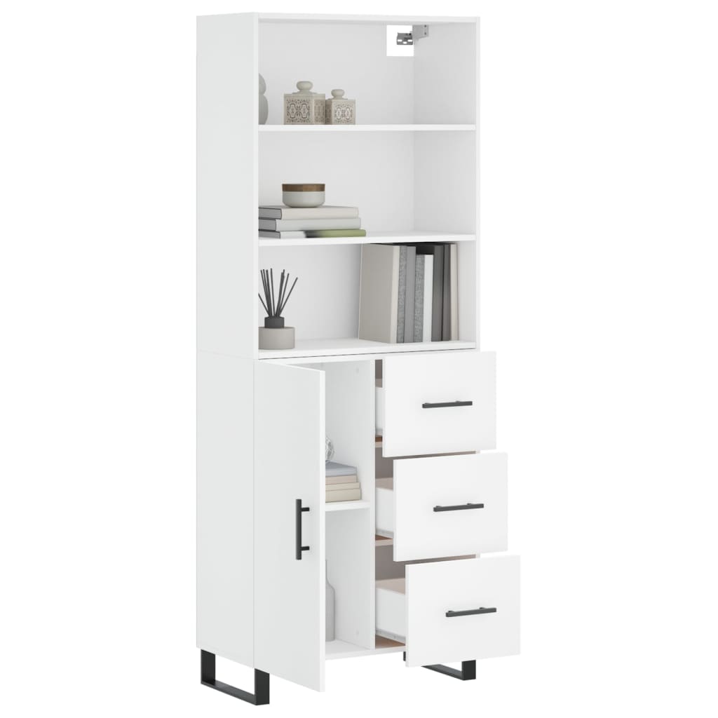 Highboard White 69.5 x 34 x 180 cm Engineered Wood