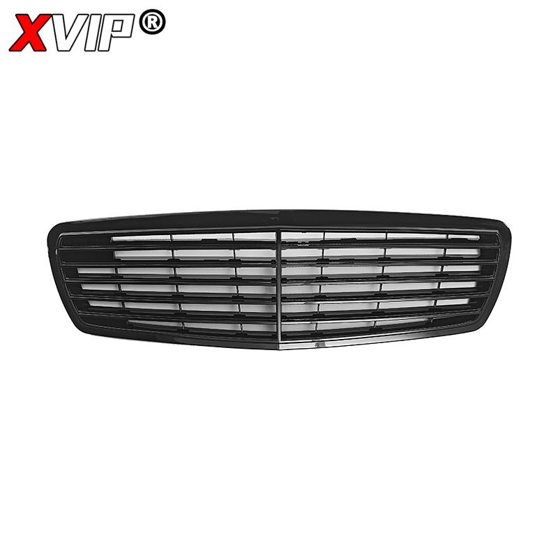 Grilă Bara Fata Stil AMG Negru Lucios XVIP Pentru Mercedes Benz E W211 E320 E350 E500 E550 2003-2006 Grile Stil GTR Cromate