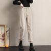 Khaki Harem Jeans mit hohem Bund - Damen 2025 Schlankmachende Karottenhose mit Samtfutter für Herbst/Winter
