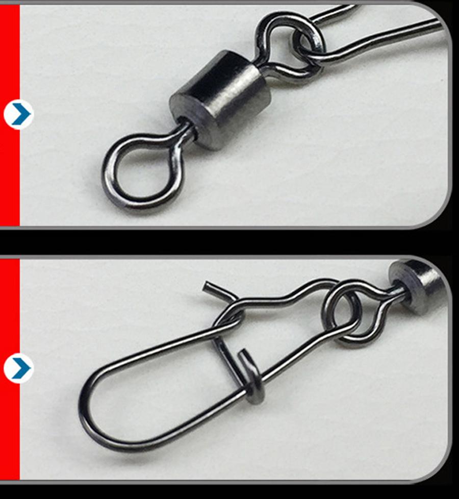 95/210pcs/Box Fishing Connector Swivels Interlock Pin Snap 2#-10# Rolling Swivel Beads for Fishhook Lure Fishing Accessories Set