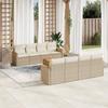 Vidaxl 9-Cz. Gartenmöbel-Set mit Kissen, Beige, Polyrattan