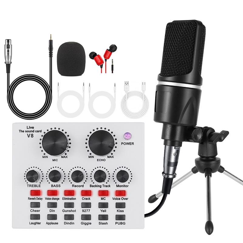 X1 English Sound Card Kit: Desktop Tripod, Mobile/PC Compatible for Live Broadcast, Singing, and Recording