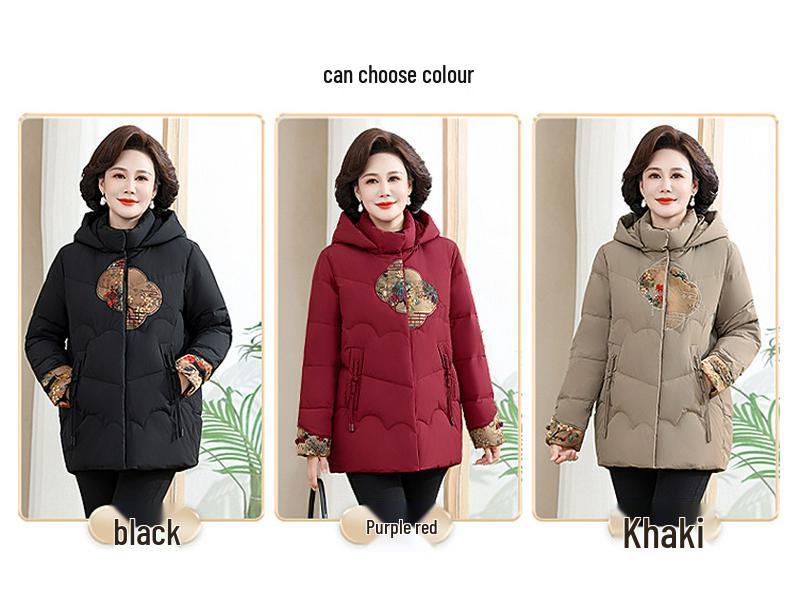 Genuine Mid-Length Women's Down Jacket - 90% White Duck Fill, Stylish for Moms and Grandmas, Thickened for Warmth