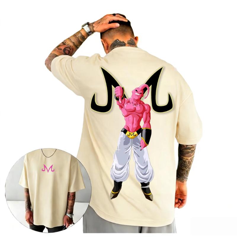 

2026 Summer Dragon Ball Vintage Majin Buu Print 100 Cotton Oversized TShirt Unisex High Quality Casual Gym Streetwear Tee Tops S