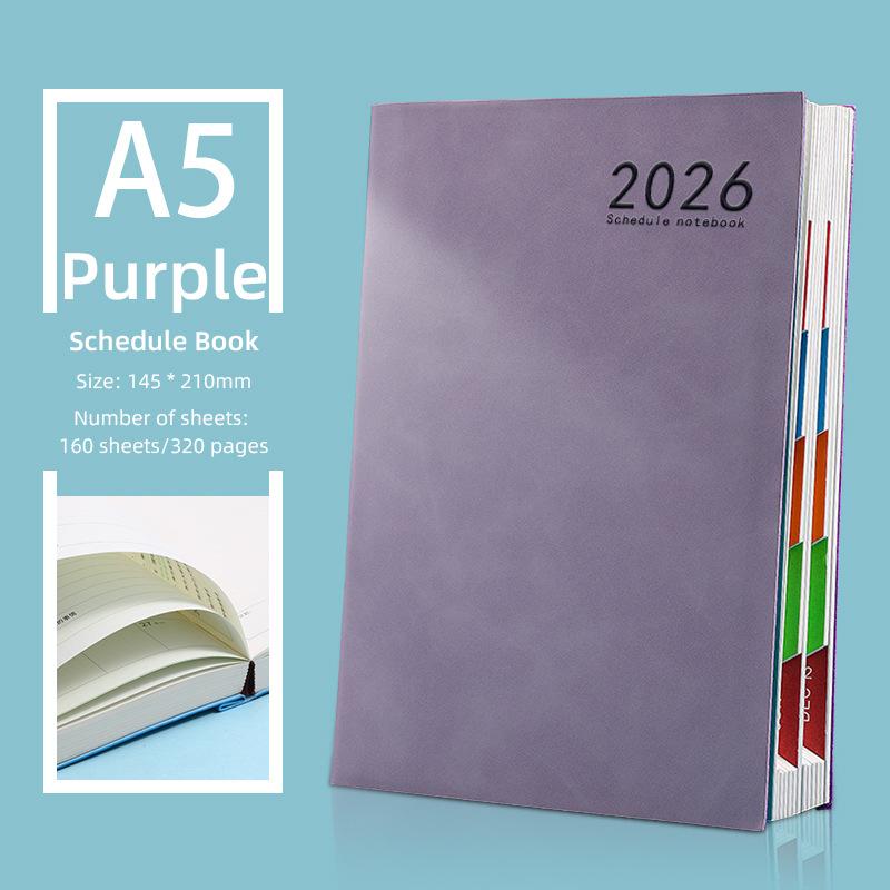 

2026 A5 Notebook Planner Premium PU Leather Journal Time Management/Scheduling/Note-Taking Calendar Book
