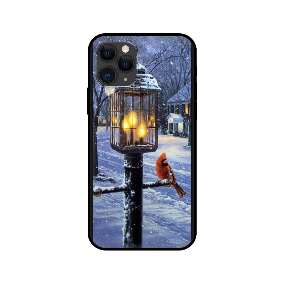 Black tpu case for iphone 5 5s se 2020 6 6s 7 8 plus x 10 XR XS 11 12 mini pro MAX back cover Landscape Winter Light Snow