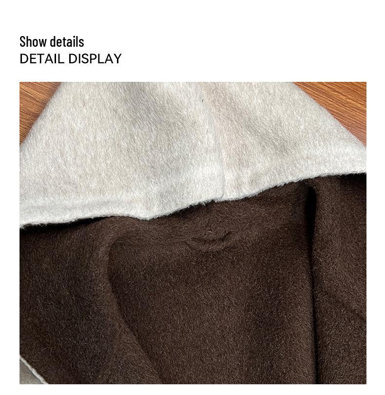 Heavyweight Double-Sided Wool Hooded Jacket Coat, Double Layer Color Block, Zipper Hoodie for Men and Women.