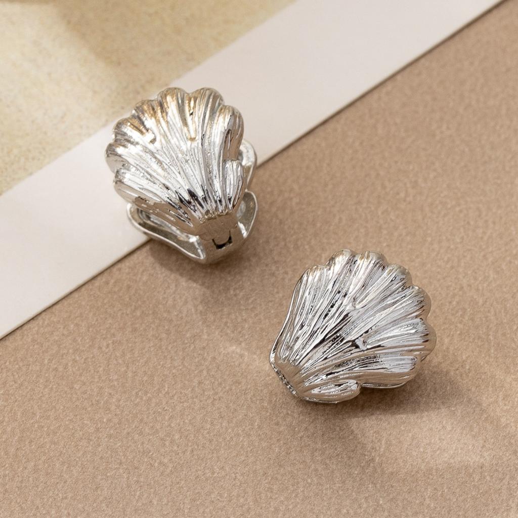 Summer Marine Creature Shape Texture Earrings Gold Plated Elegant Sweet Earrings