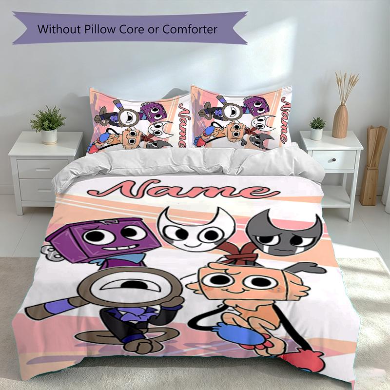 3pcs Custom Name game Dandy's World Bedding Set,Includes 1 Duvet Cover and 2 Pillowcases,All-season Bedroom Decor
