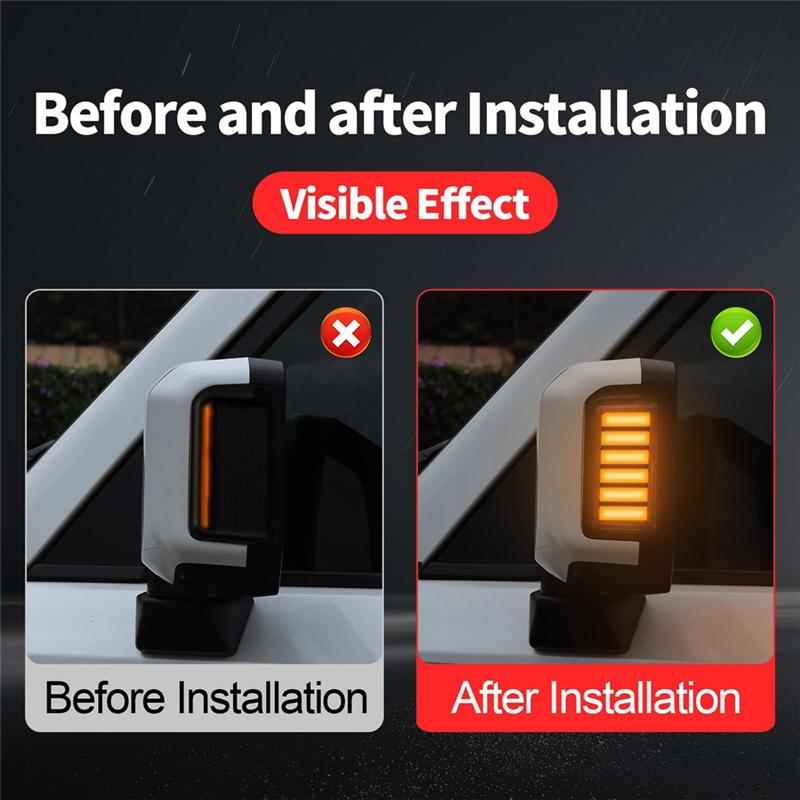 A16P-Rearview Mirror Turn Signal Light For Toyota Land Cruiser Prado LC250 J250 2024 2025 DRL Daytime Running Lights Smoked Black