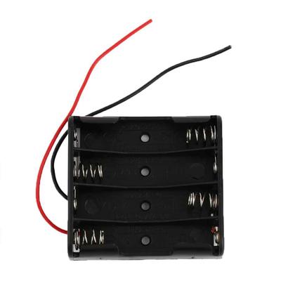 Plastic Battery Storage Case Box Holder Cells for 4x AAA Battery With Wire Leads Cable Line