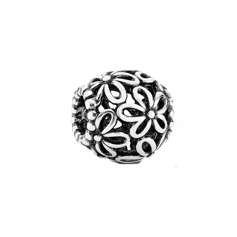 Pixar Hollow-out Round Woven Flower Queen Charm Bead European Silver Bracelet Necklace DIY Jewelry Gift for Women