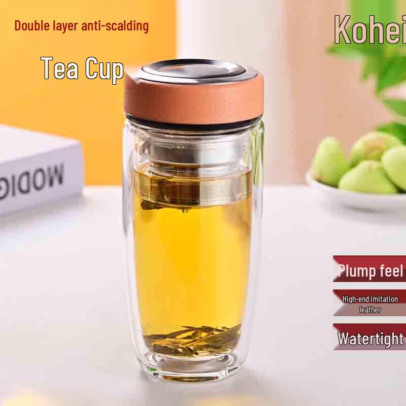 Men s Double-Wall Glass Tea Infuser Bottle