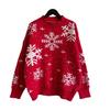 Autumn and winter new thick New Year sweater Christmas snowflake round neck long sleeved knitted pullover sweater 3600 EMA